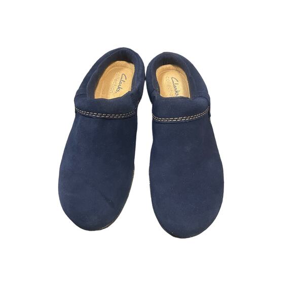Clarks Blue/Brown Clogs Slides Slip Ons Women's Size 6.5 - Picture 1 of 5